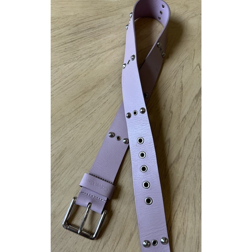 Vintage Y2K Pink Belt Leather Studded Chunky Heavy Holes Punk 90s Women S Retro - Picture 9 of 11